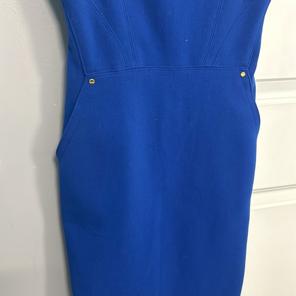 Rachel Roy Blue Dress with Gold Stud Detail and Pockets Size 0 - Picture 4 of 6